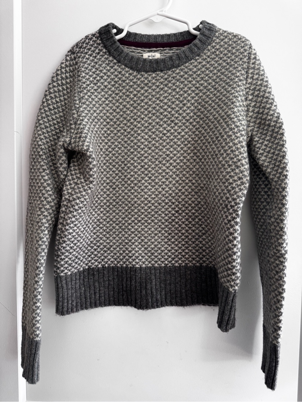 Mini Boden Gray Wool Sweater Patterned Crewneck Sweater